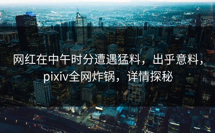 网红在中午时分遭遇猛料，出乎意料，pixiv全网炸锅，详情探秘