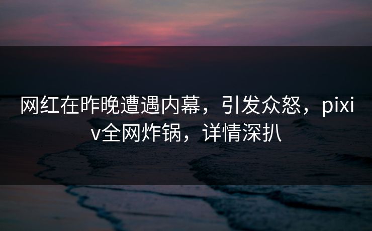 网红在昨晚遭遇内幕，引发众怒，pixiv全网炸锅，详情深扒