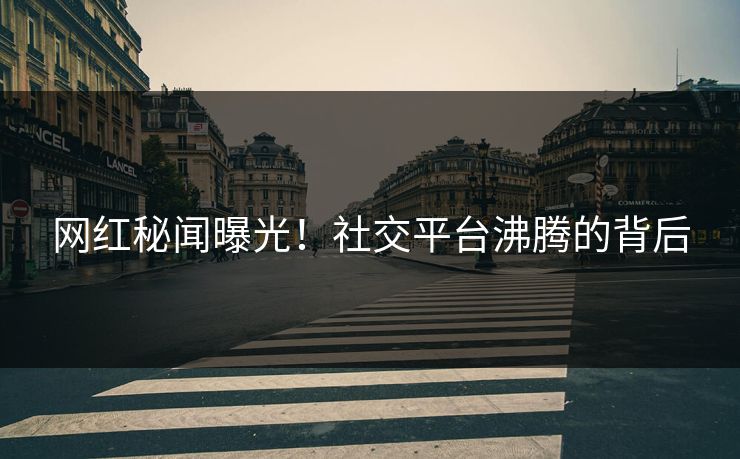 网红秘闻曝光！社交平台沸腾的背后