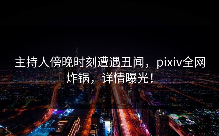 主持人傍晚时刻遭遇丑闻，pixiv全网炸锅，详情曝光！