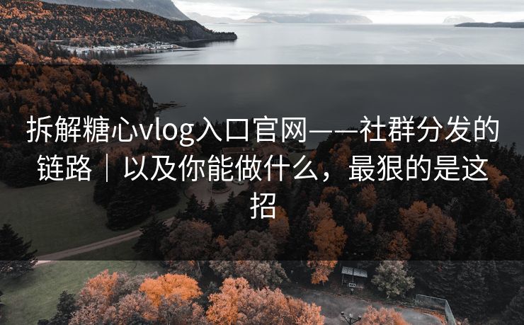 拆解糖心vlog入口官网——社群分发的链路｜以及你能做什么，最狠的是这招