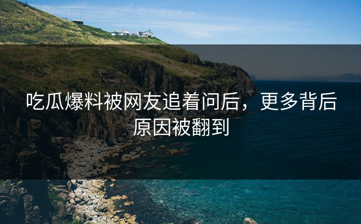 吃瓜爆料被网友追着问后，更多背后原因被翻到