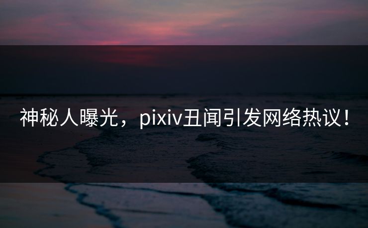 神秘人曝光，pixiv丑闻引发网络热议！